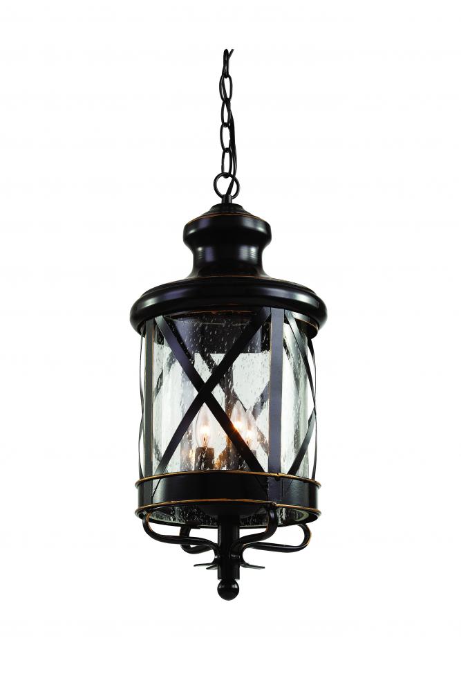 Chandler 3-Light Embellished Metal and Glass Outdoor Hanging Pendant