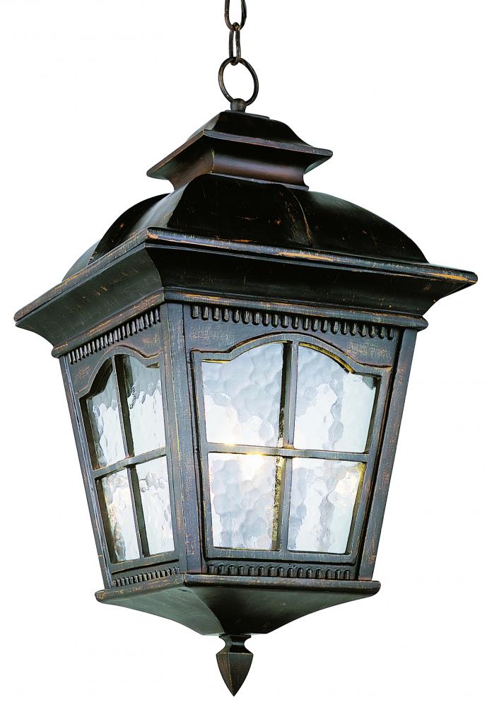 Briarwood 3-Light Rustic, Chesapeake Embellished, Outdoor Pendant with Water Glass and Metal Frame
