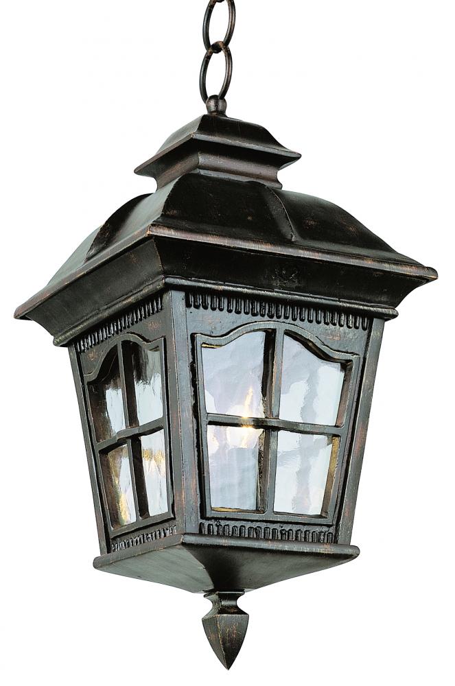 Briarwood 4-Light Rustic, Chesapeake Embellished, Outdoor Pendant with Water Glass and Metal Frame