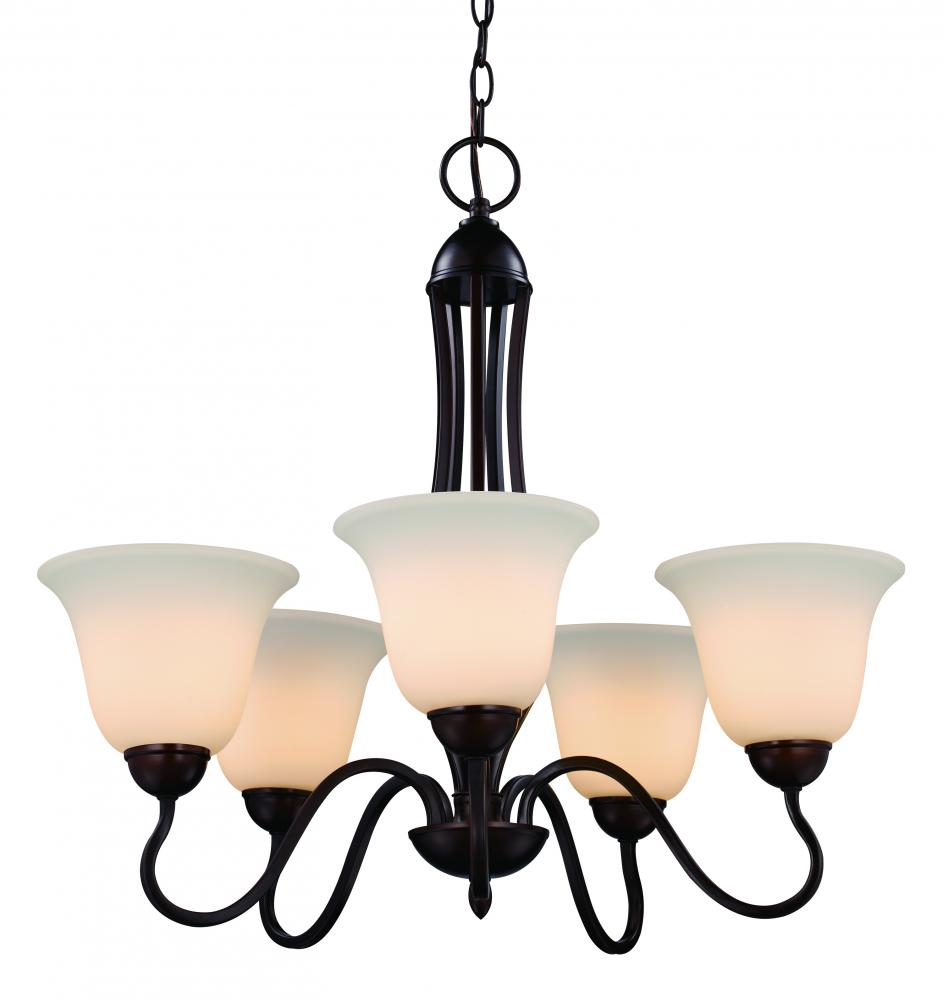 5LT CHANDELIER-IRON CAGE-WHITE