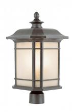Trans Globe 5824 BK - San Miguel Collection, Craftsman Style, Post Mount Lantern Head with Tea Stain Glass Windows