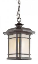 Trans Globe 5825 BK - San Miguel Collection, Craftsman Style, Outdoor Hanging Pendant Lantern with Tea Stain Glass Windows
