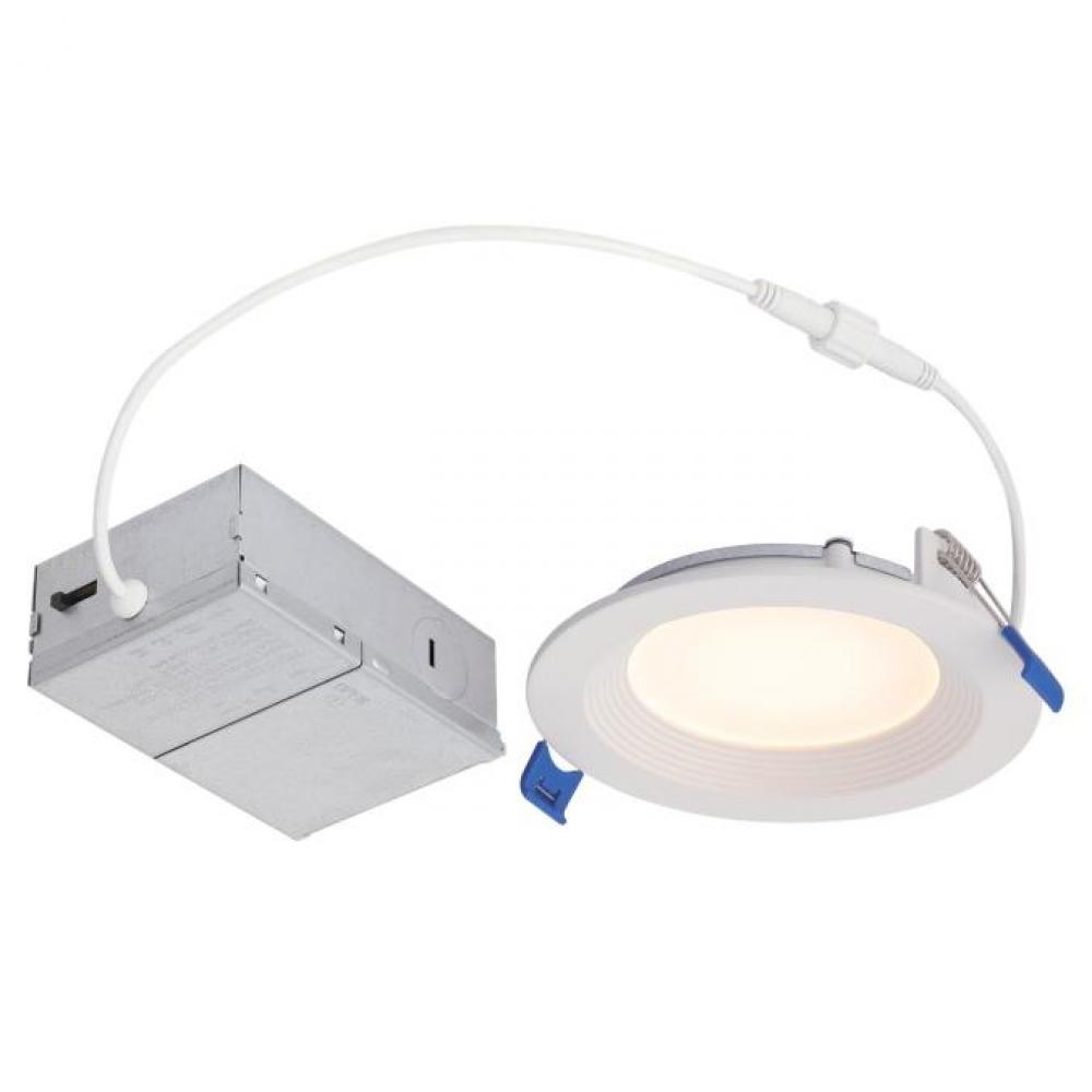 10W Stepped Baffle Slim Recessed LED Downlight Color Temperature Selection 4 in. Dimmable 2700K,