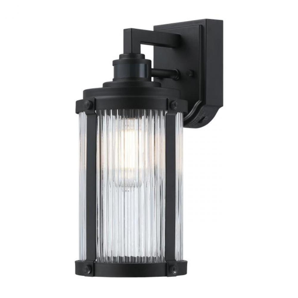 Wall Fixture Textured Black Finish Clear Ribbed Glass