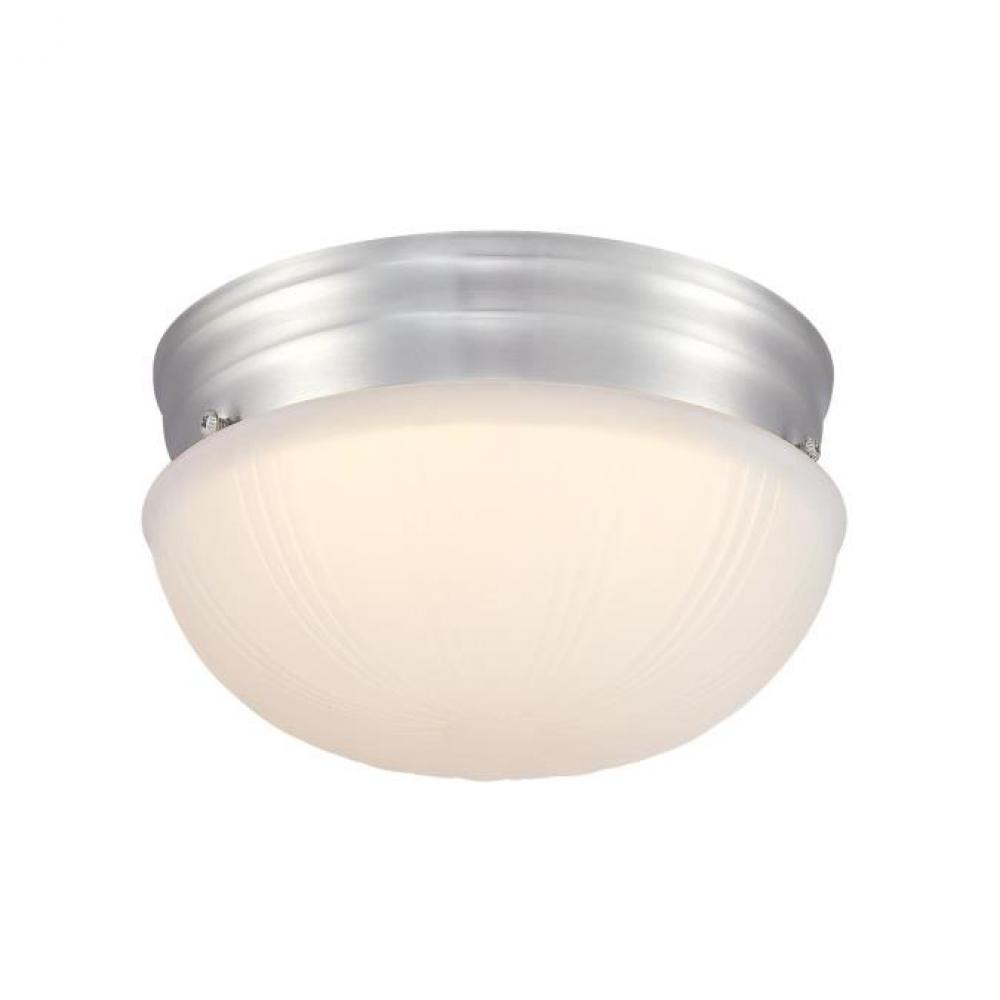 7 in. 10W LED Flush with Color Temperature Selection Brushed Nickel Finish Frosted Glass Shade