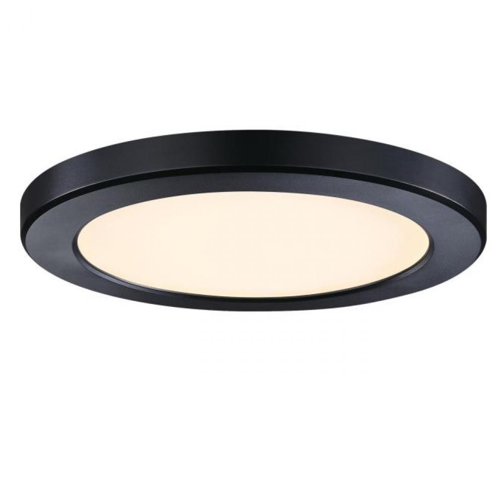 9 in. 18W Dimmable LED Flush with Color Temperature Selection Black Finish