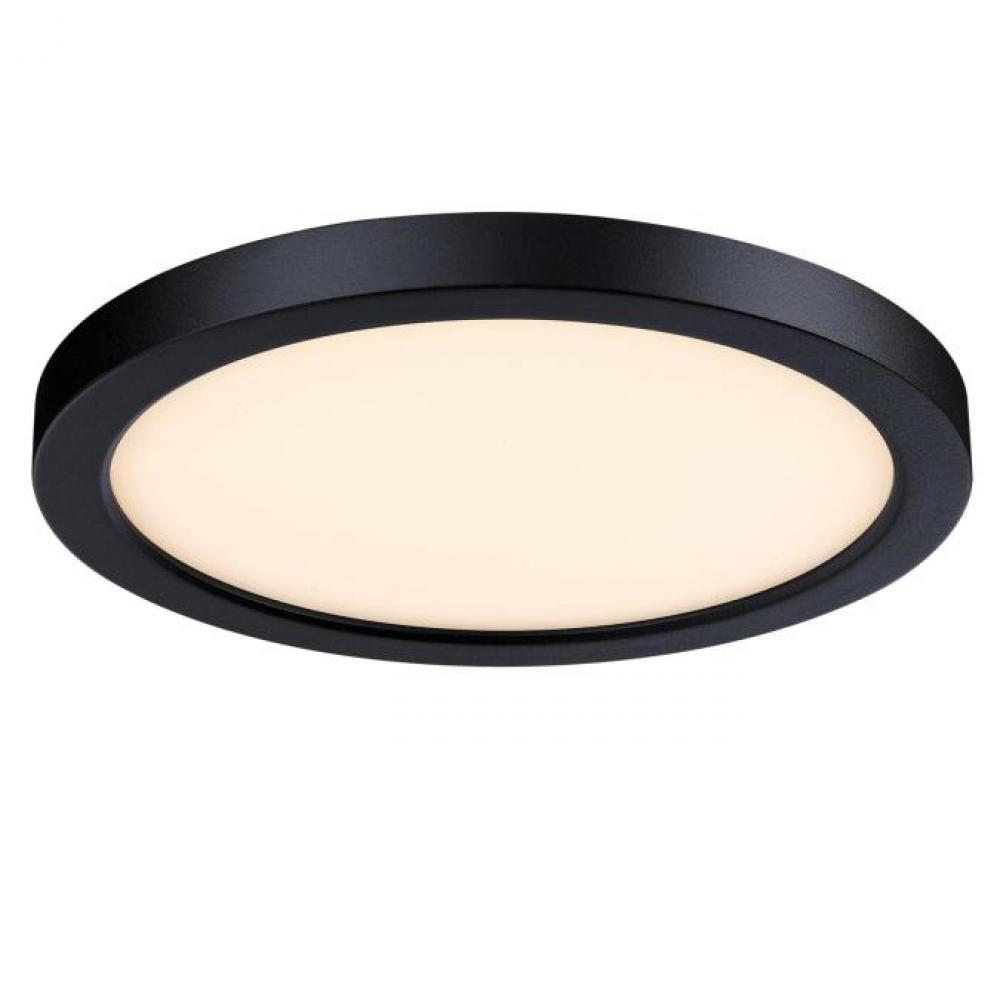 7 in. 17W Dimmable LED Flush with Color Temperature Selection Black Finish