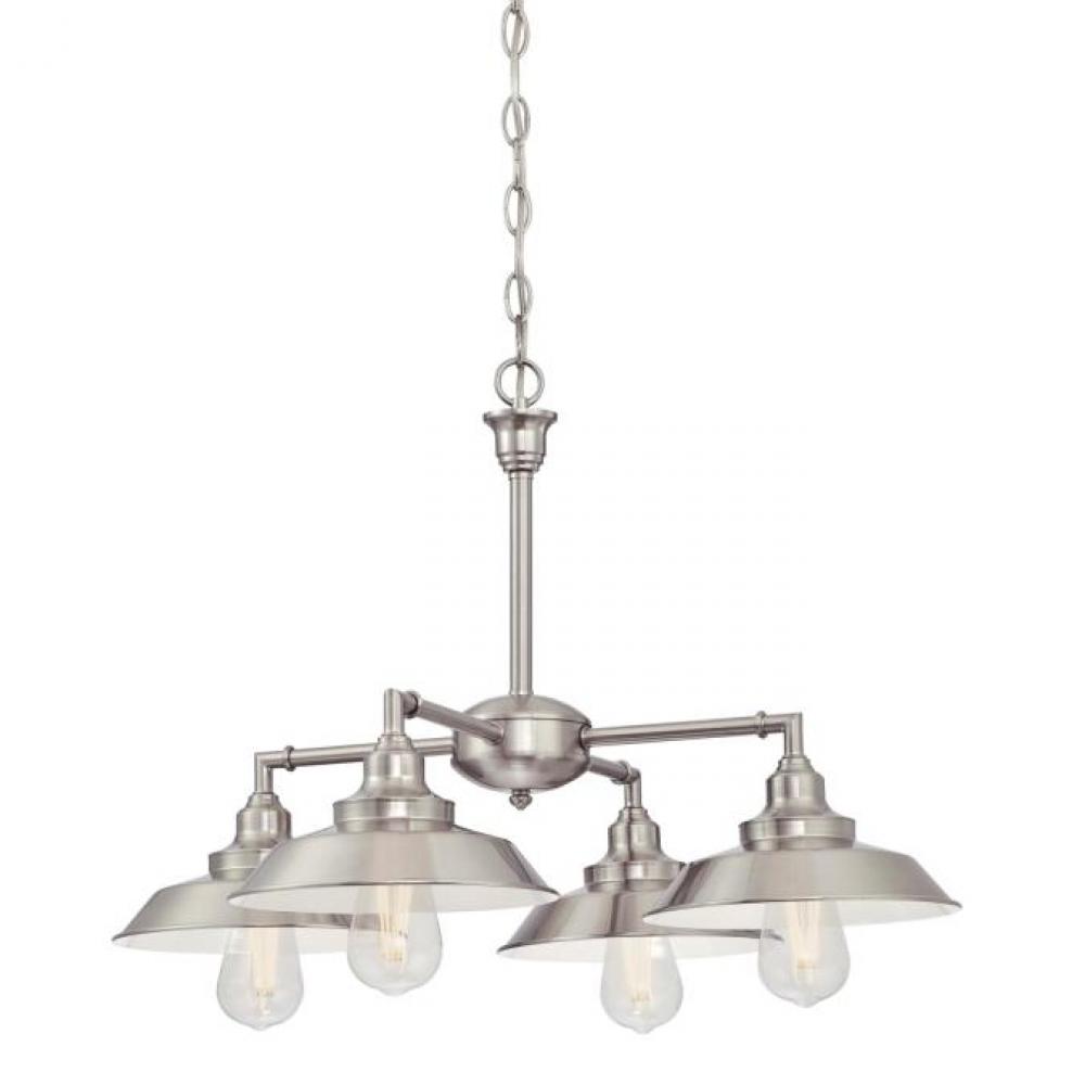 4 Light Chandelier/Semi-Flush Brushed Nickel Finish