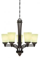 Westinghouse 6307100 - 5 Light Chandelier Oil Rubbed Bronze Finish Smoldering Scavo Glass