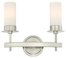 Westinghouse 6327200 - 2 Light Wall Fixture Brushed Nickel Finish Frosted Opal Glass