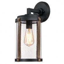 Westinghouse 6358800 - Wall Fixture Textured Black Finish with Barnwood Accents Clear Seeded Glass