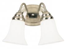 Westinghouse 6461700 - 2 Light Wall Fixture Brushed Nickel Finish White Opal Glass