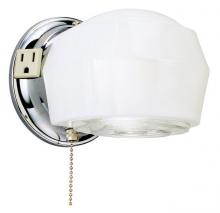 Westinghouse 6640200 - 1 Light Wall Fixture with Ground Convenience Outlet and Pull Chain Chrome Finish