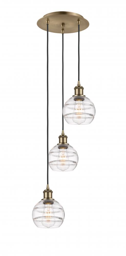 Rochester - 3 Light - 12 inch - Antique Brass - Cord hung - Multi Pendant