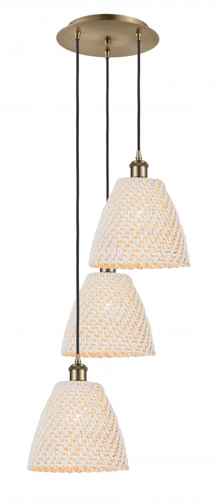 Bristol Natural - 3 Light - 19 inch - Antique Brass - Cord hung - Multi Pendant