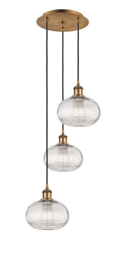 Ithaca - 3 Light - 15 inch - Brushed Brass - Cord hung - Multi Pendant