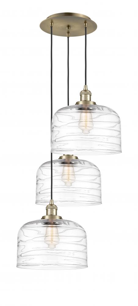Cone - 3 Light - 18 inch - Antique Brass - Cord hung - Multi Pendant