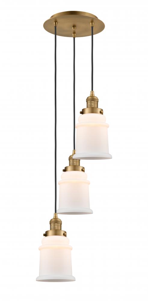 Canton - 3 Light - 13 inch - Brushed Brass - Cord hung - Multi Pendant