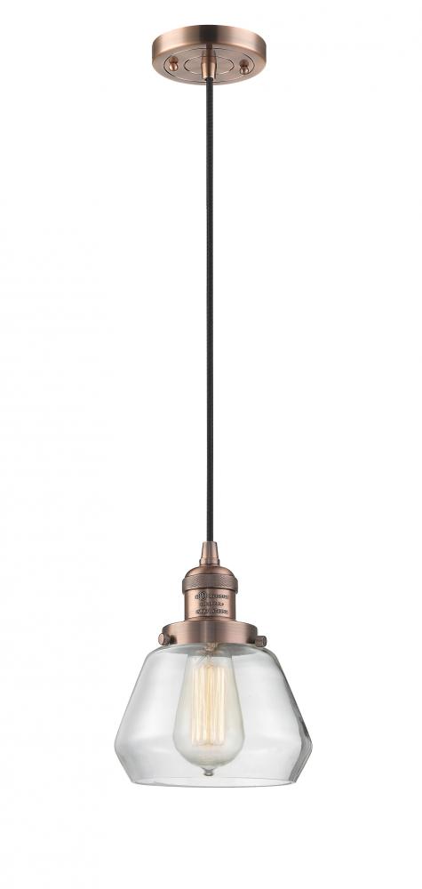 Fulton - 1 Light - 7 inch - Antique Copper - Cord hung - Mini Pendant