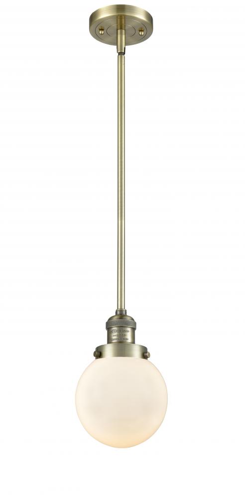 Beacon - 1 Light - 6 inch - Antique Brass - Stem Hung - Mini Pendant