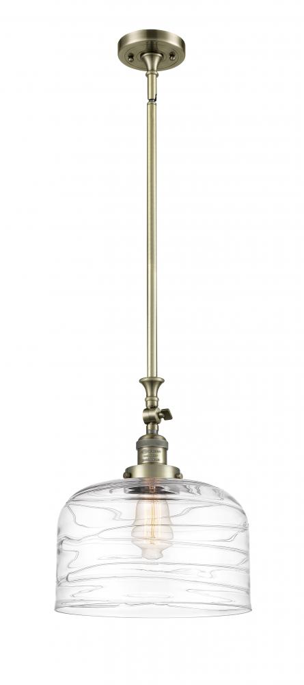 Bell - 1 Light - 12 inch - Antique Brass - Stem Hung - Adjustable Mini Pendant