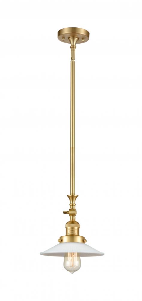 Halophane - 1 Light - 9 inch - Satin Gold - Stem Hung - Adjustable Mini Pendant