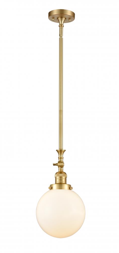 Beacon - 1 Light - 8 inch - Satin Gold - Stem Hung - Adjustable Mini Pendant