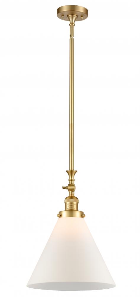 Cone - 1 Light - 12 inch - Satin Gold - Stem Hung - Adjustable Mini Pendant
