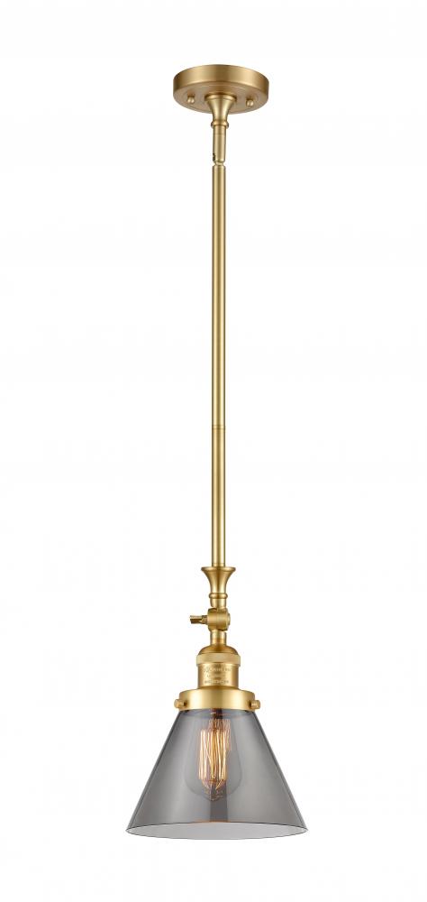 Cone - 1 Light - 8 inch - Satin Gold - Stem Hung - Adjustable Mini Pendant