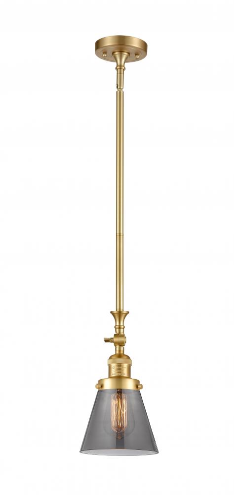 Cone - 1 Light - 6 inch - Satin Gold - Stem Hung - Adjustable Mini Pendant