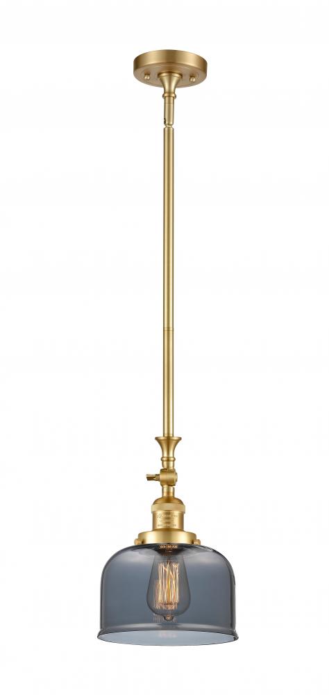 Bell - 1 Light - 8 inch - Satin Gold - Stem Hung - Adjustable Mini Pendant