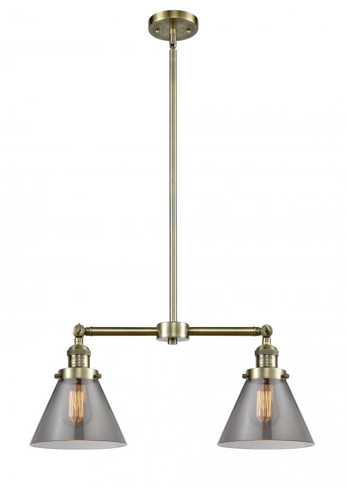 Cone - 2 Light - 21 inch - Antique Brass - Stem Hung - Island Light