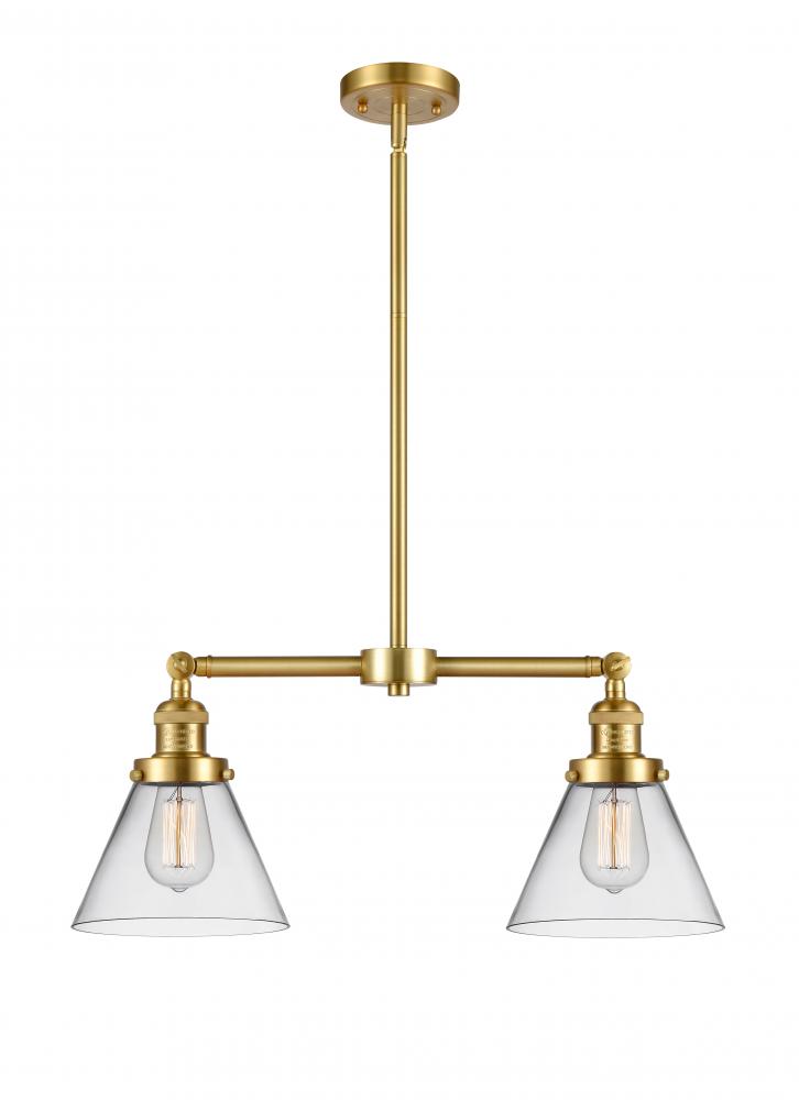 Cone - 2 Light - 21 inch - Satin Gold - Stem Hung - Adjustable Island Light