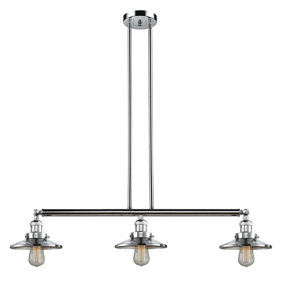 Railroad - 3 Light - 41 inch - Polished Chrome - Stem Hung - Adjustable Island Light