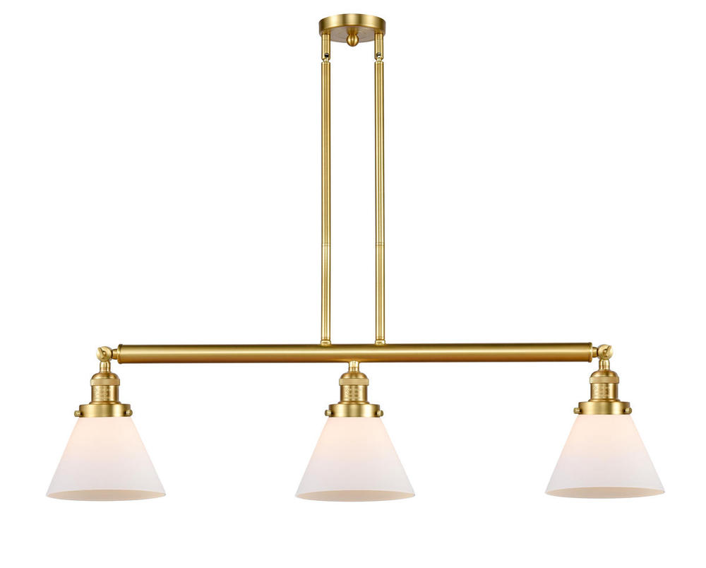 Cone - 3 Light - 40 inch - Satin Gold - Stem Hung - Island Light