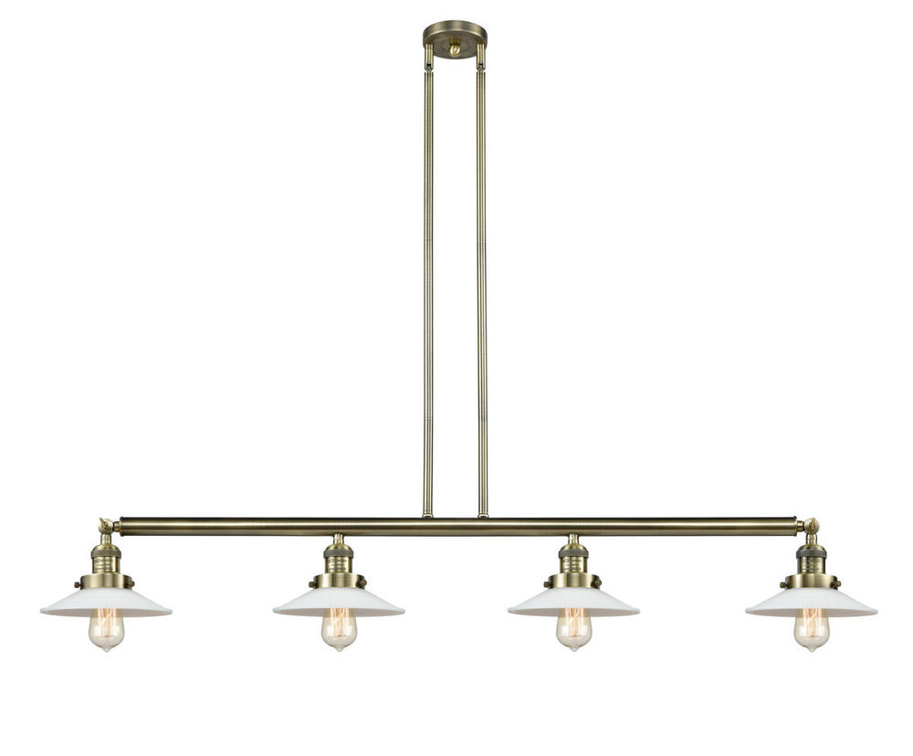 Halophane - 4 Light - 53 inch - Antique Brass - Stem Hung - Adjustable Island Light