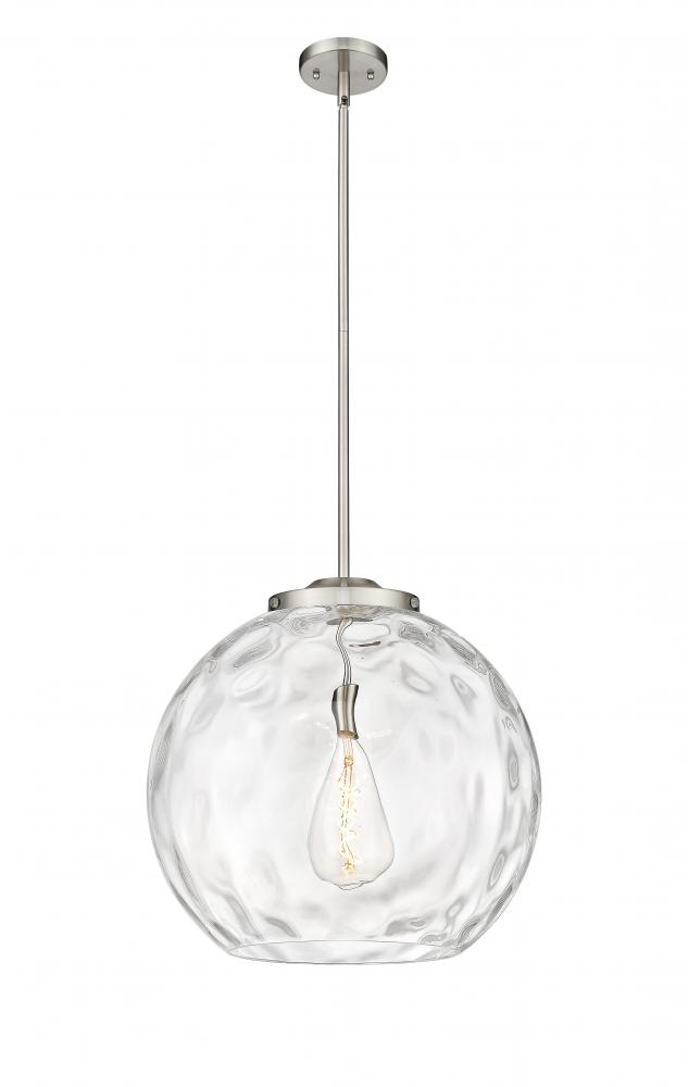 Athens Water Glass - 1 Light - 18 inch - Brushed Satin Nickel - Cord hung - Pendant