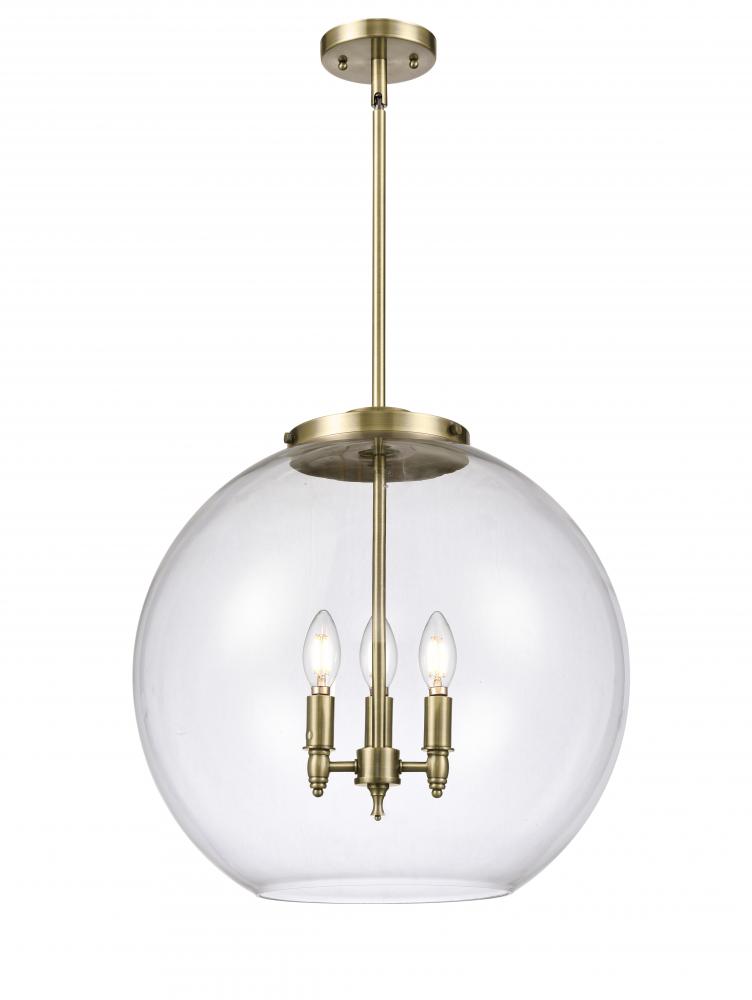 Athens - 3 Light - 18 inch - Antique Brass - Stem hung - Pendant