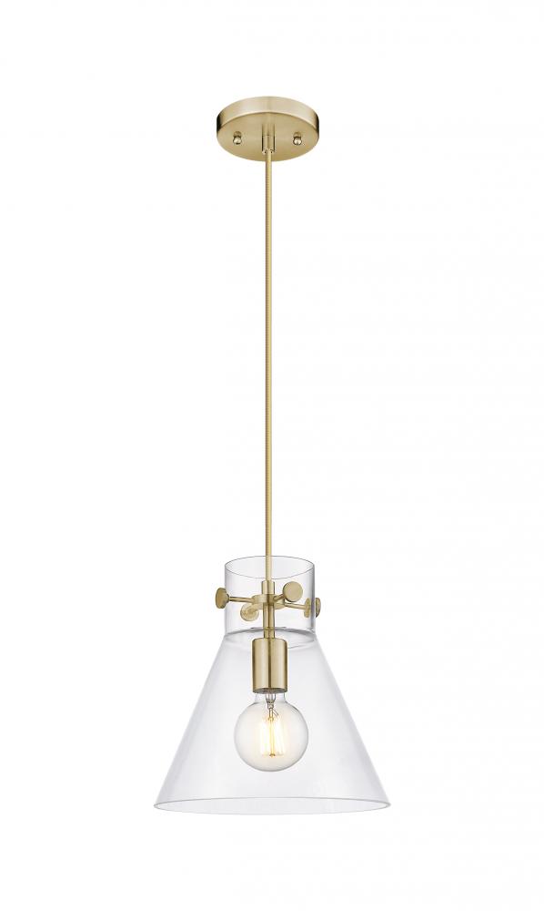 Newton Cone - 1 Light - 10 inch - Brushed Brass - Cord hung - Pendant