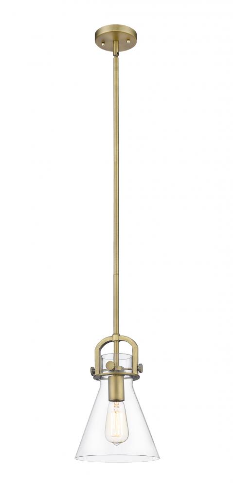 Newton Cone - 1 Light - 8 inch - Brushed Brass - Mini Pendant
