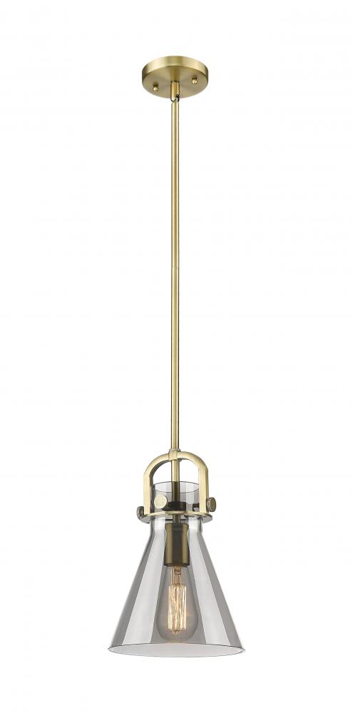 Newton Cone - 1 Light - 8 inch - Brushed Brass - Mini Pendant