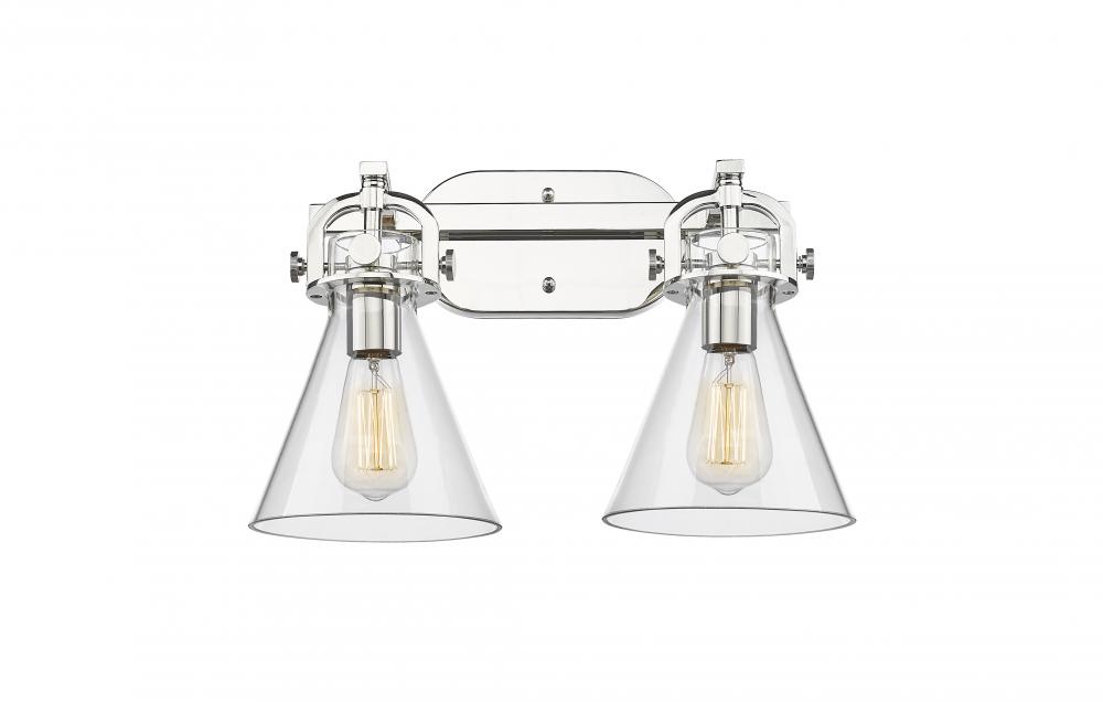 Newton Cone - 2 Light - 17 inch - Polished Nickel - Bath Vanity Light