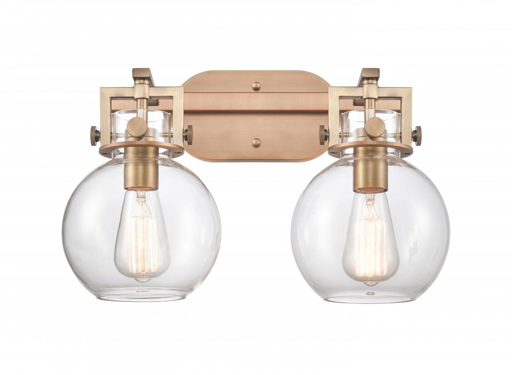 Newton Sphere - 2 Light - 17 inch - Brushed Brass - Bath Vanity Light