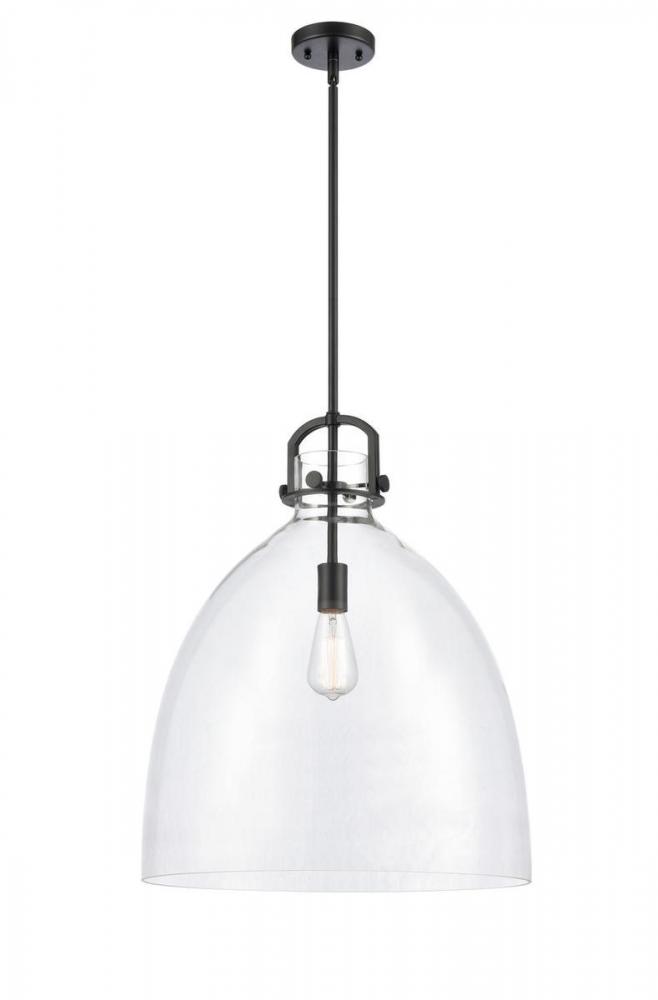Newton Bell - 1 Light - 18 inch - Matte Black - Stem hung - Pendant