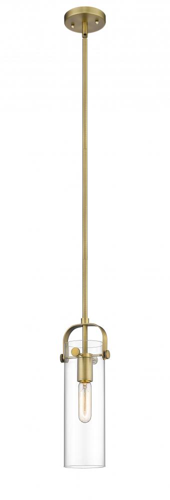 Pilaster II Cylinder - 1 Light - 12 inch Long Glass - Brushed Brass - Pendant