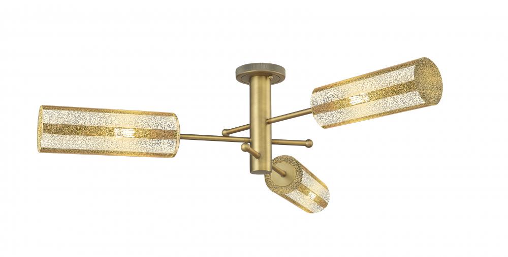 Crown Point - 3 Light - 34 inch - Brushed Brass - Semi-Flush Mount