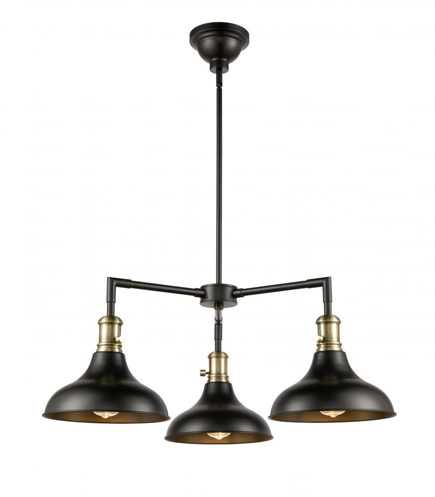 Metro - 3 Light - 30 inch - Black Antique Brass - Stem hung - Chandelier