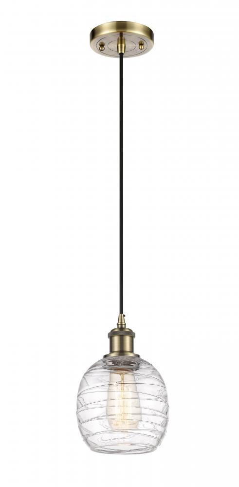 Belfast - 1 Light - 6 inch - Antique Brass - Cord hung - Mini Pendant