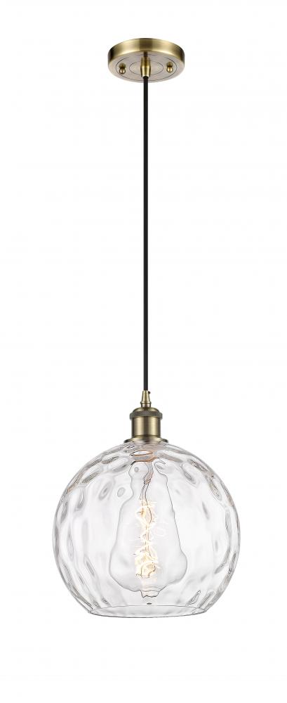 Athens Water Glass - 1 Light - 10 inch - Antique Brass - Cord hung - Mini Pendant