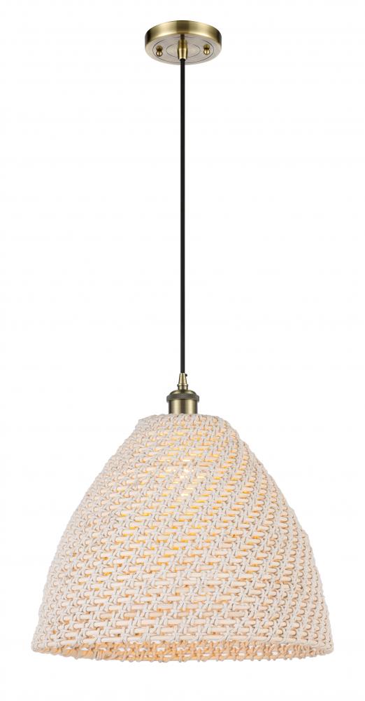 Bristol Natural - 1 Light - 6 inch - Antique Brass - Cord hung - Mini Pendant